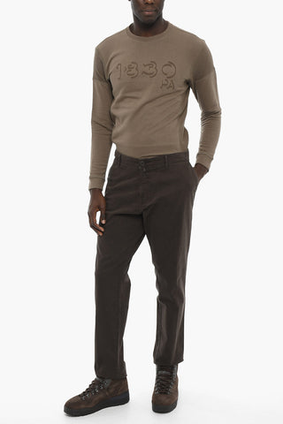 PENN-RICH Wave Motif Chino Pants with Belt Loops