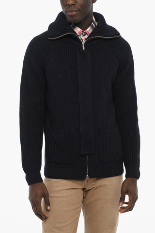 Virgin Wool Cardigan with Zip Closure