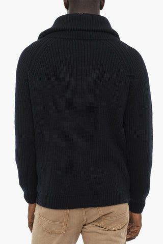 Virgin Wool Cardigan with Zip Closure