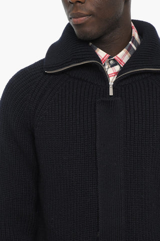 Virgin Wool Cardigan with Zip Closure