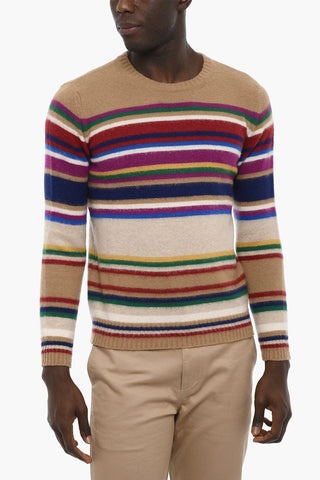 Maglia Girocollo in Lana a Righe Multicolor