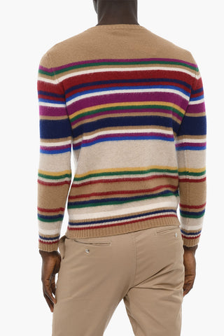 Maglia Girocollo in Lana a Righe Multicolor