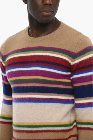 Maglia Girocollo in Lana a Righe Multicolor