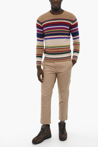 Maglia Girocollo in Lana a Righe Multicolor