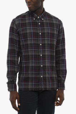 Plaid Motif Button-Down Collar Shirt