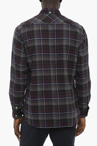 Plaid Motif Button-Down Collar Shirt