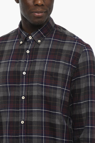 Plaid Motif Button-Down Collar Shirt