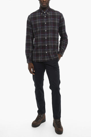 Plaid Motif Button-Down Collar Shirt
