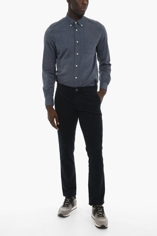 PENN-RICH Pantaloni Chino in Gabardina di Cotone con Passanti