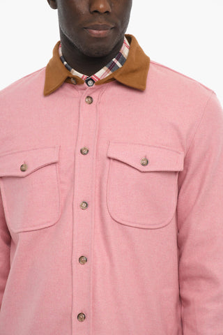 AIME' LEON DORE Wool Blend Overshirt with Double Breast Pocket