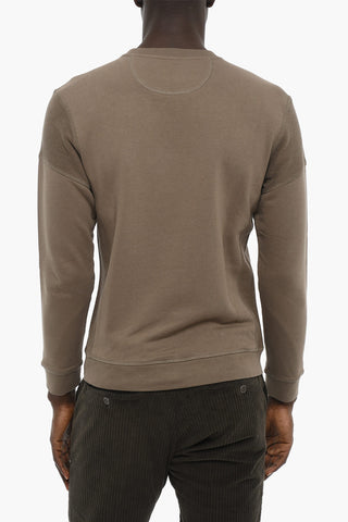Double Fabric Crew-Neck Sweatshirt with Frontal Embroidery