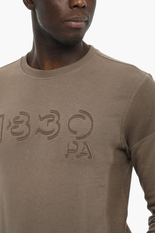 Double Fabric Crew-Neck Sweatshirt with Frontal Embroidery