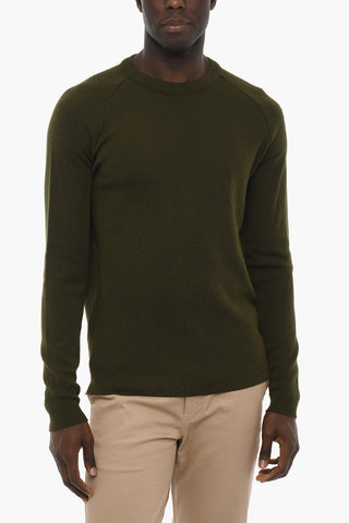 Solid Color Virgin Wool Crew-Neck Sweater