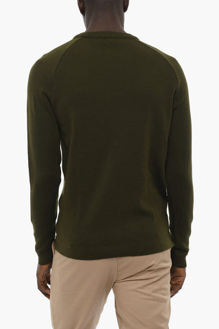 Solid Color Virgin Wool Crew-Neck Sweater