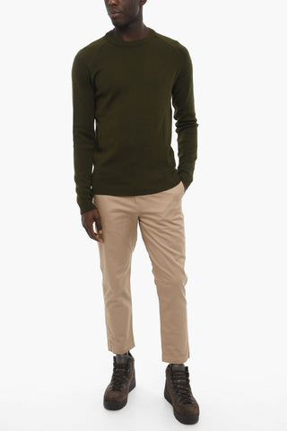 Solid Color Virgin Wool Crew-Neck Sweater