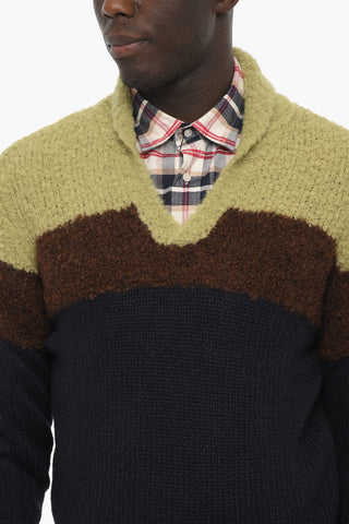 Bouclè Wool Blend V-neck Sweater