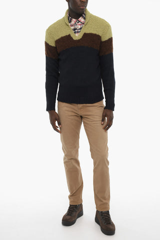 Bouclè Wool Blend V-neck Sweater