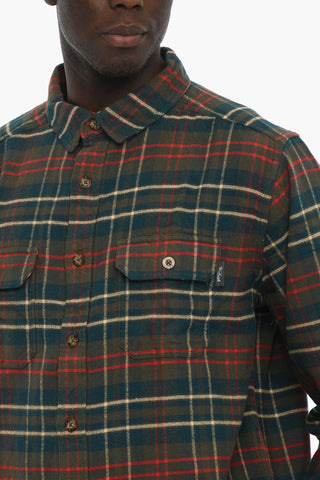 Plaid Motif Cotton Shirt with Double Breast Pocket