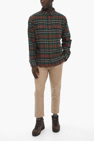 Plaid Motif Cotton Shirt with Double Breast Pocket