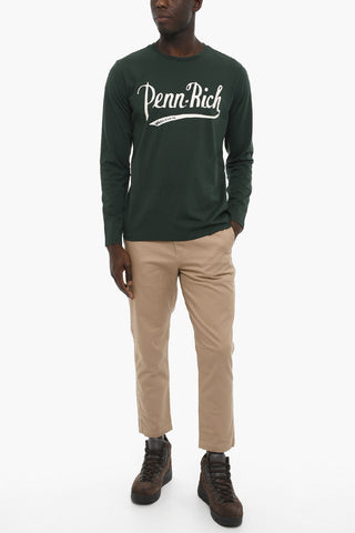 PENN-RICH Cotton Crew-Neck T-shirt with Contrasting Print