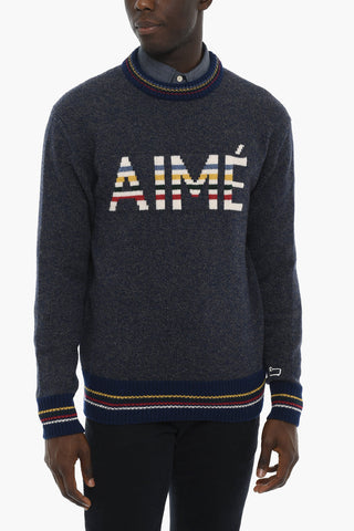 AIME' LEON DORE Melange Crew-Neck Sweater with Frontal Logo