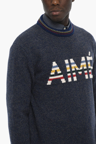 AIME' LEON DORE Melange Crew-Neck Sweater with Frontal Logo