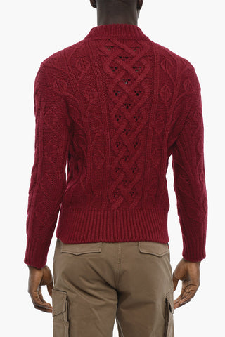 Solid Color Cable-Knit Sweater