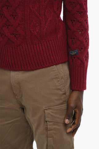 Solid Color Cable-Knit Sweater