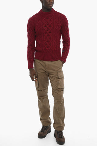 Solid Color Cable-Knit Sweater