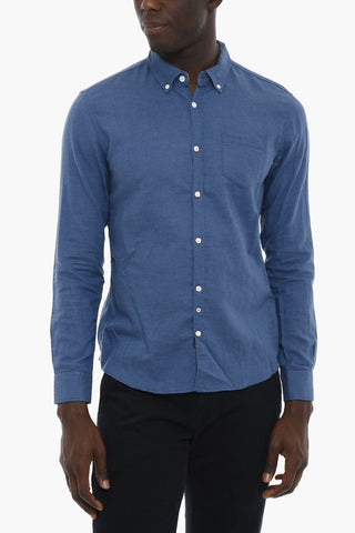 Cotton Button-Down Shirt with Breast Pocket