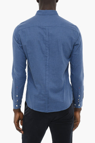 Cotton Button-Down Shirt with Breast Pocket