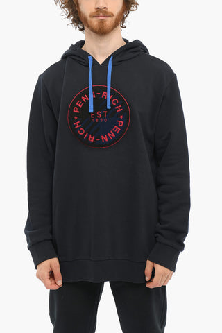 Felpa in Cotone Garzato con Cappuccio e Maxi Patch Logo