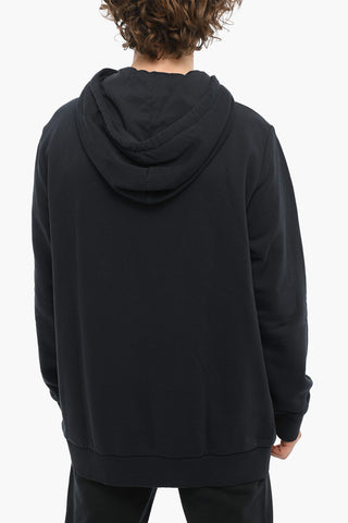 Felpa in Cotone Garzato con Cappuccio e Maxi Patch Logo