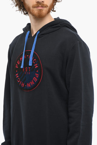 Felpa in Cotone Garzato con Cappuccio e Maxi Patch Logo