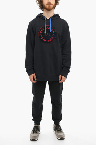 Felpa in Cotone Garzato con Cappuccio e Maxi Patch Logo