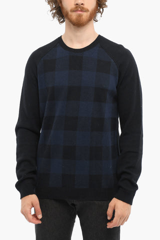 Maglia Girocollo a Quadri buffalo in Cotone e Lana