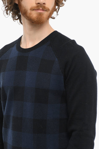 Maglia Girocollo a Quadri buffalo in Cotone e Lana