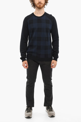 Maglia Girocollo a Quadri buffalo in Cotone e Lana