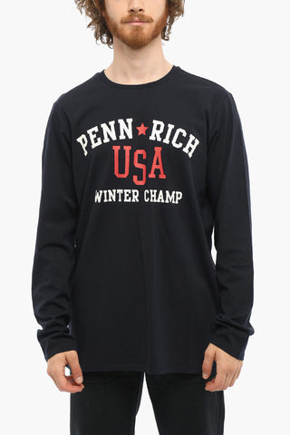 PENN-RICH T-Shirt Girocollo WINTER CHAMP a Manica Lunga con Maxi Stampa