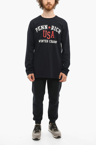 PENN-RICH T-Shirt Girocollo WINTER CHAMP a Manica Lunga con Maxi Stampa