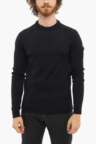 Solid Color Virgin Wool Crew-Neck Sweater