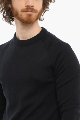 Solid Color Virgin Wool Crew-Neck Sweater
