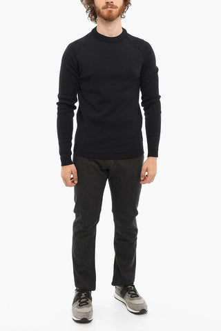 Solid Color Virgin Wool Crew-Neck Sweater