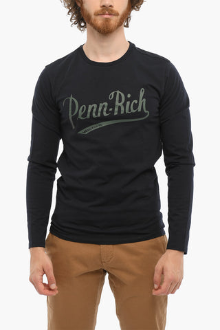 PENN-RICH T-Shirt Girocollo a Manica Lunga con Logo Stampato