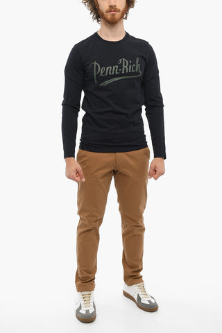 PENN-RICH T-Shirt Girocollo a Manica Lunga con Logo Stampato