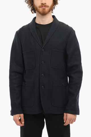Virgin Wool Shawl Lapel Utility Blazer