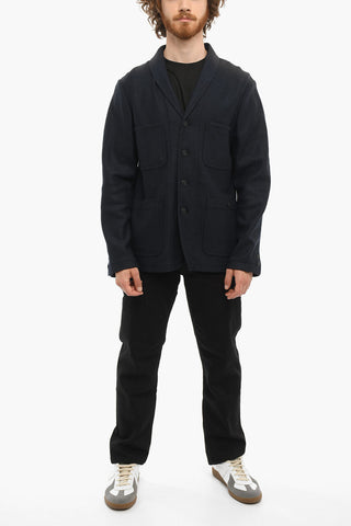 Virgin Wool Shawl Lapel Utility Blazer