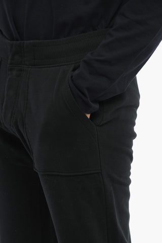 Solid Color Fleeced Cotton Joggers with Front Buttoning