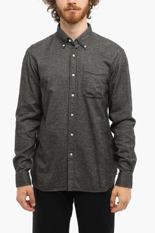 Cotton Flannel ALASKA Button-Down Shirt with Breast Pocket