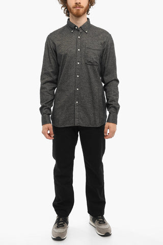 Cotton Flannel ALASKA Button-Down Shirt with Breast Pocket